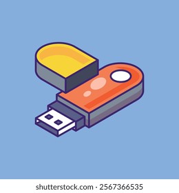 Usb drive Cartoon Vector Icon Illustration. Computer hardware object icon concept. Flat cartoon illustration.
