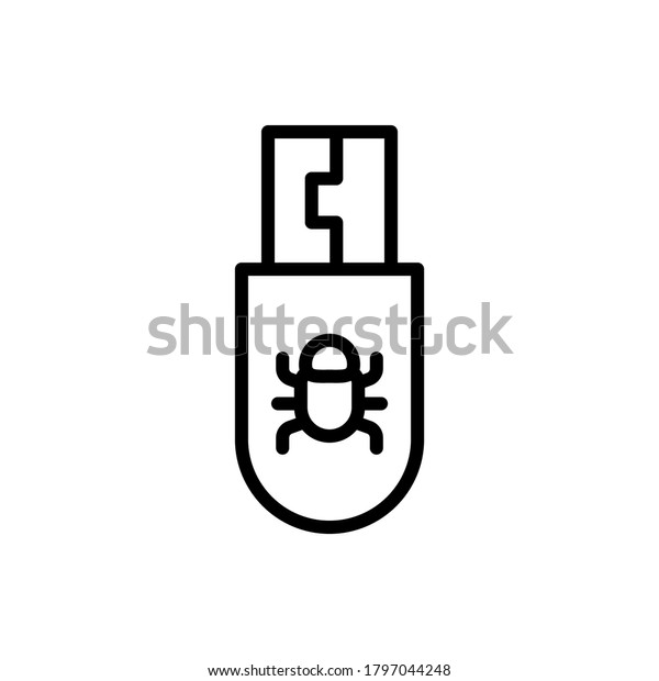 USB drive cyber attack icon. Simple line,\
outline vector elements of hacks icons for ui and ux, website or\
mobile application