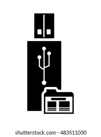 usb drive and file folder icon 