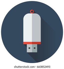 Usb drive flat design illustration with long shadow