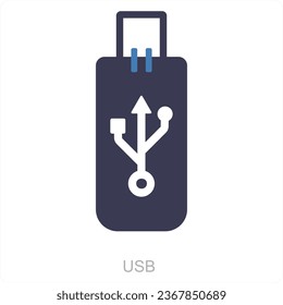 Concepto de icono USB y unidad