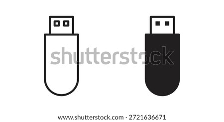 usb drive icon in filled, thin line, stroke style for website and apps