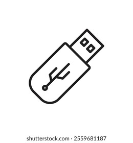 usb drive icon Flat art in black and white isolated
