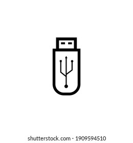 Usb drive icon in flat style. Flash disk vector illustration on white isolated background. Digital memory business concept.