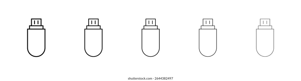 ícone da unidade usb conjunto gráfico. estilo de linha de traçado moderno