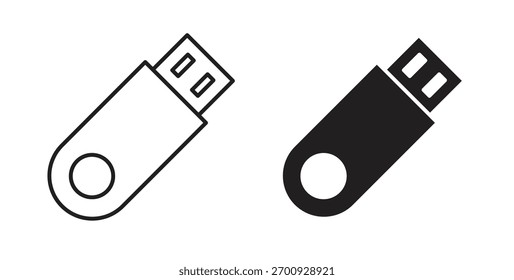 Línea del icono de la unidad USB. EPS 10 Ilustración vectorial