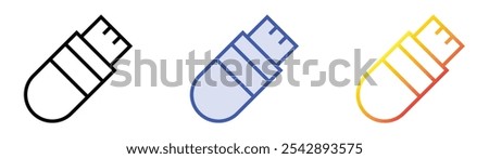 usb drive icon. Linear, Blue Fill and Gradient Style Design Isolated On White Background