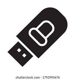 usb drive icon over white background, silhouette style, vector illustration