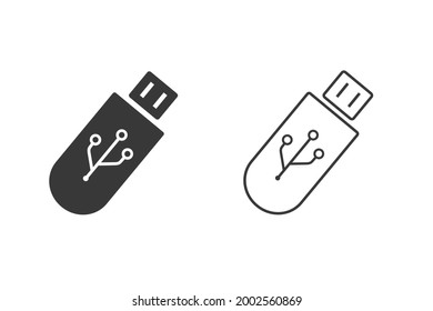 Usb drive icon set isolated on white. Vector illustration