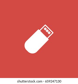 usb drive icon. sign design. red background