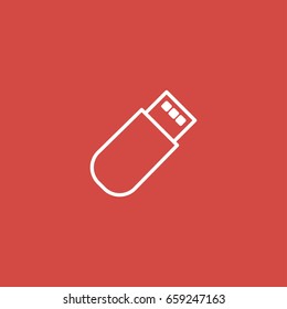 usb drive icon. sign design. red background