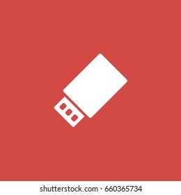 usb drive icon. sign design. red background
