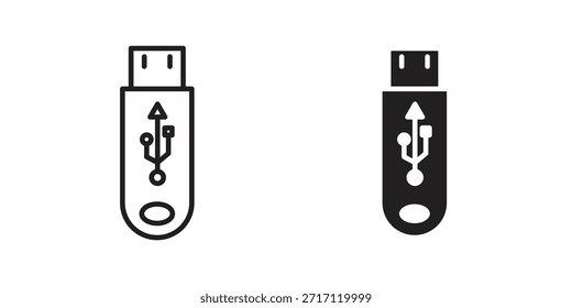 USB-Laufwerk-Symbol Silhouette Vektordesigns. Bearbeitbare Striche