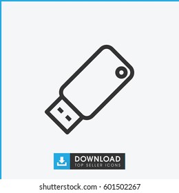usb drive icon. simple outline usb drive vector icon. on white background.