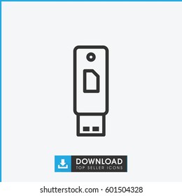 usb drive icon. simple outline usb drive vector icon. on white background.