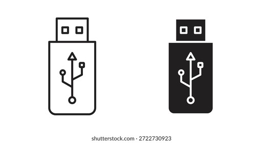 Symbol für USB-Laufwerk. Vektor-EPS 10. Zeile und Glyphensymbol