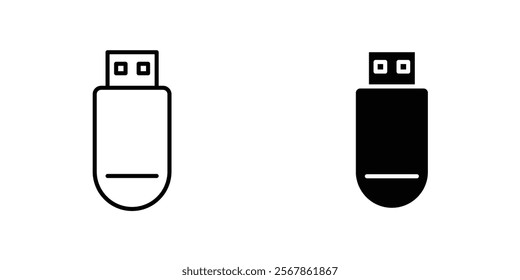 usb drive icons collection in Filled flat and thin line style.