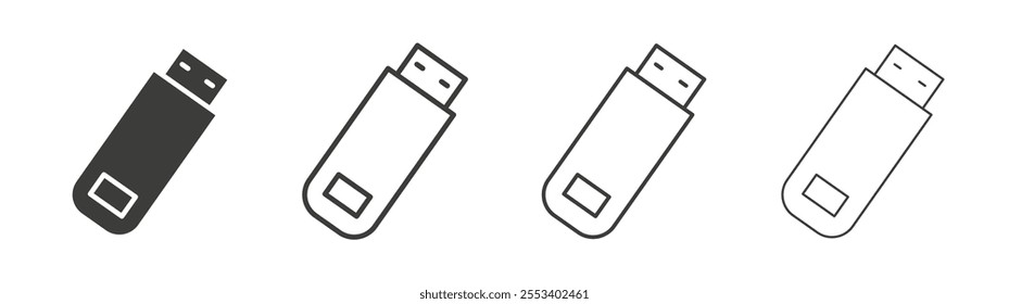 usb drive icons collection. vector set in black color