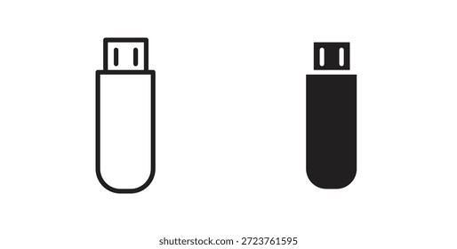 ícones da unidade usb em linha preenchida, fina, contorno e traçados