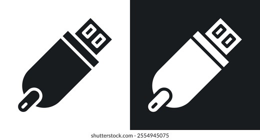 usb drive icons in solid black and white colors