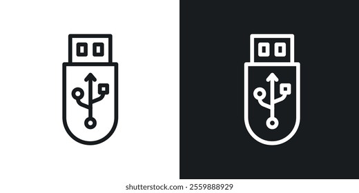 usb drive icons. vector set in black colors