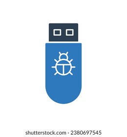 Icono de virus infectado de unidad USB - Icono de malware