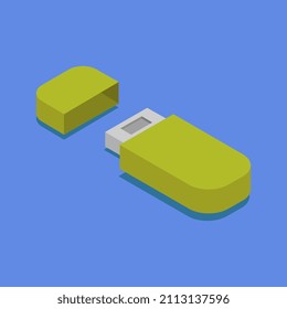 Usb drive isometric on a white background
