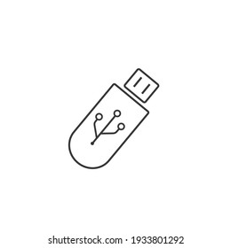 Usb drive line icon isolated on white. Vector illustration