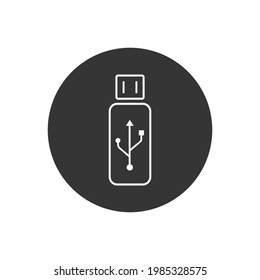 Icono de línea de unidad Usb aislado en blanco. Ilustración del vector