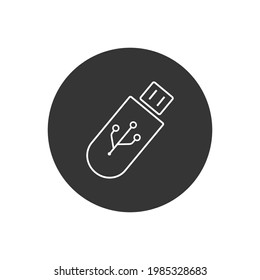 Usb drive line icon isolated on white. Vector illustration