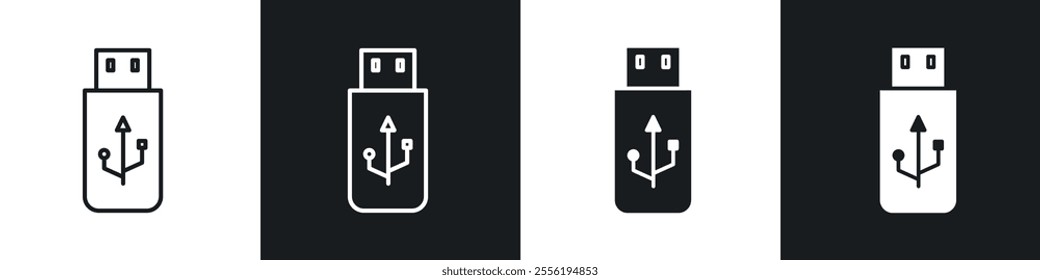 usb drive linear icon set for app, and web design.