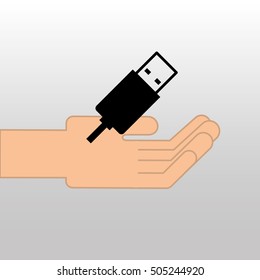 USB drive memory icon graphic vector illustration