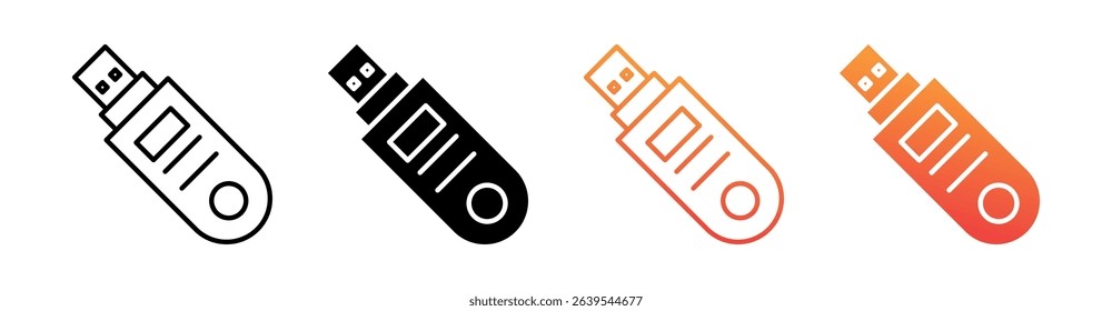 Usb Drive Multi Style Icon Set Vector