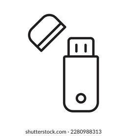 Vector de icono de contorno de unidad USB, icono de paginación USB, icono de unidad flash para datos de almacenamiento, dispositivo electrónico, Pendrive con tapón