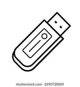 Icono de Vector de contorno de unidad USB sobre fondo blanco