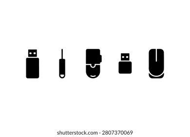 USB Drive Silhouette Vector Collection Set
