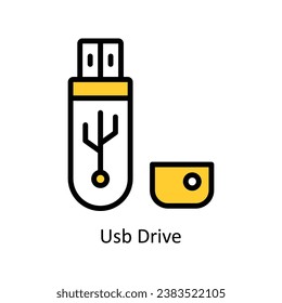 Usb Drive vector Filled outline Design illustration. Symbol on White background EPS 10 File