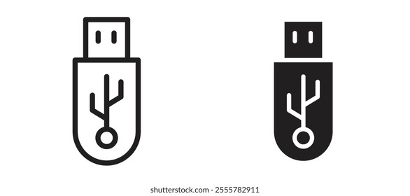 usb drive vector icon set in black color.