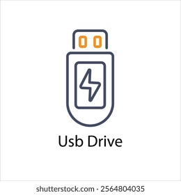 Usb Drive Vector icon stock illustration