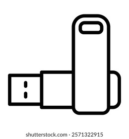 USB Drive Vector Line Icon Design