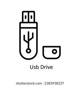 Ilustración de diseño del contorno vectorial de la unidad Usb. Símbolo del archivo EPS 10 de fondo blanco