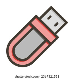 Icono De Colores De La Línea Gruesa Del Vector De La Unidad Usb Para Uso Personal Y Comercial.
