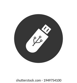 Usb drive white icon isolated on white. Vector illustration