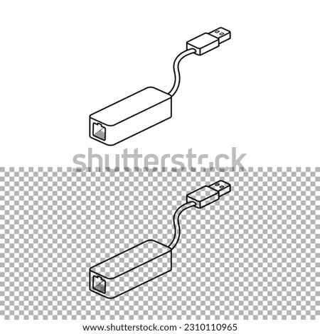Usb to ethernet connector adapter isolated over the white background.