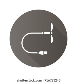 USB fan flat design long shadow glyph icon. Mini cooler. Vector silhouette illustration