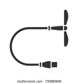 USB fan glyph icon. Silhouette symbol. Mini cooler. Negative space. Vector isolated illustration