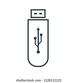 USB flash blue line icon style isolated on white background. Vector illustration.EPS10.