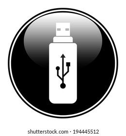 Usb flash button on white background.