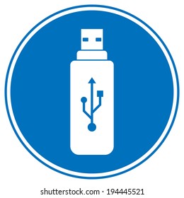 Usb flash button on white background.