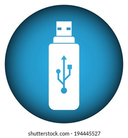 Usb flash button on white background.